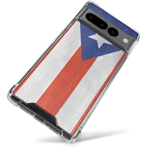 Puerto Rico Flag Distressed Google Pixel 7 Pro Clear Case